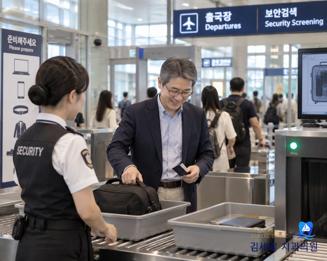 공항 보안검색대를 편안하게 통과하는 임플란트 환자