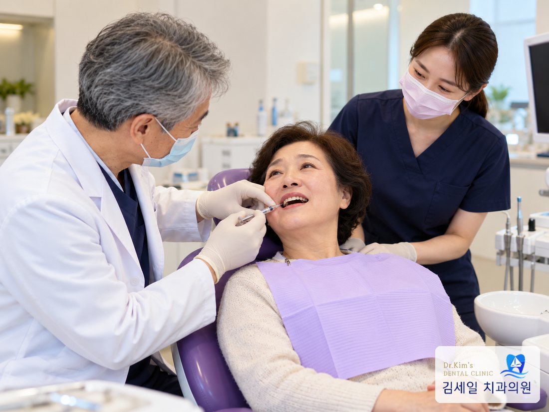 마취 주사를 맞는 환자분과 의료진