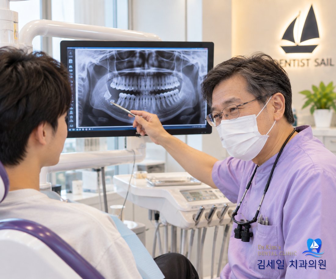 X-ray를 보며 상담하는 모습