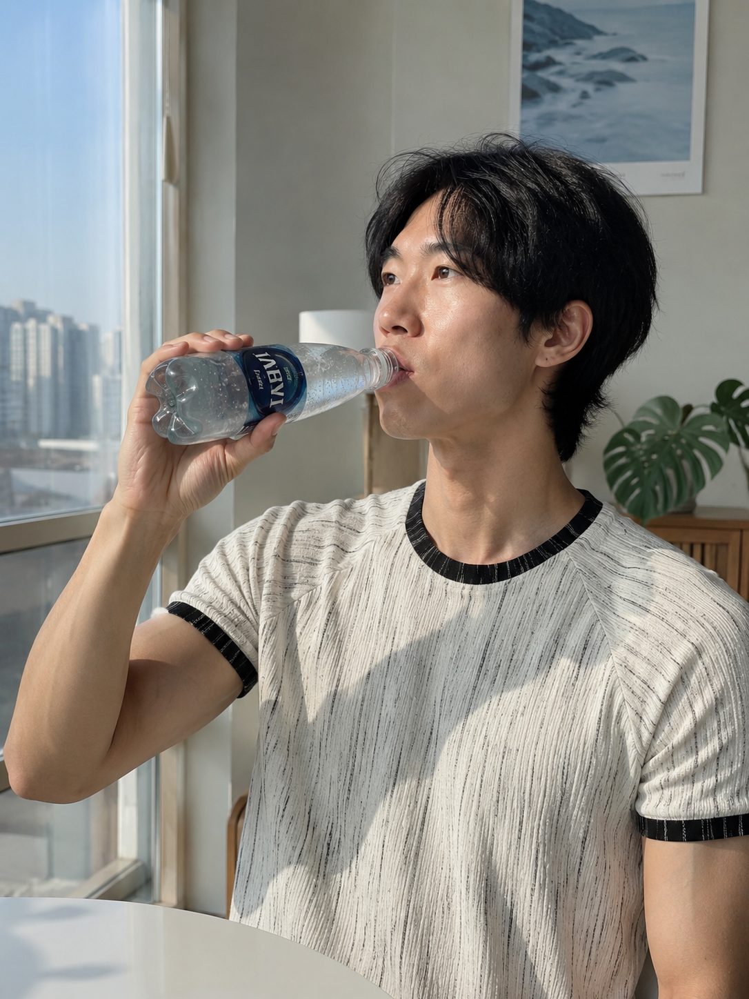 탄산수 마시는 모습