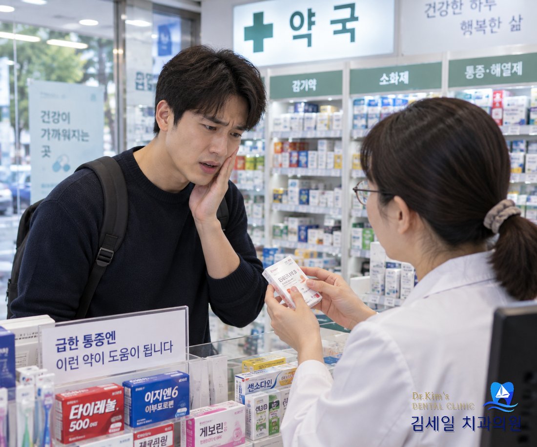 약국에서 상담받는 모습