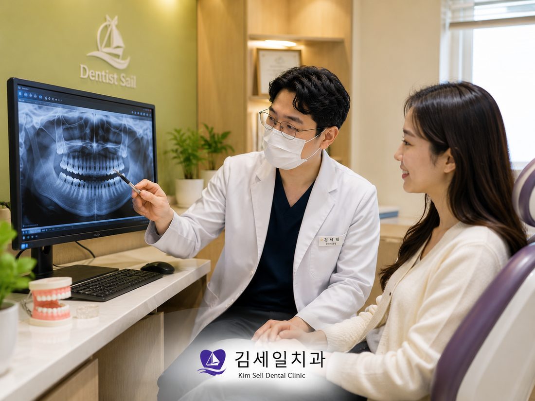 치료 후 관리 방법을 안내하는 모습