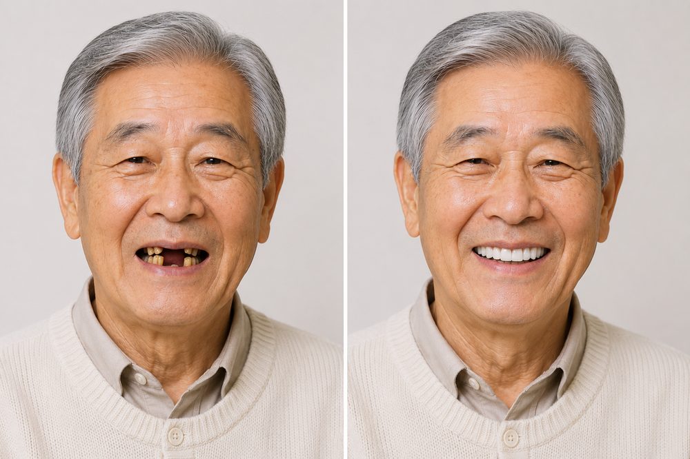 치아 치료 전후 비교 할아버지