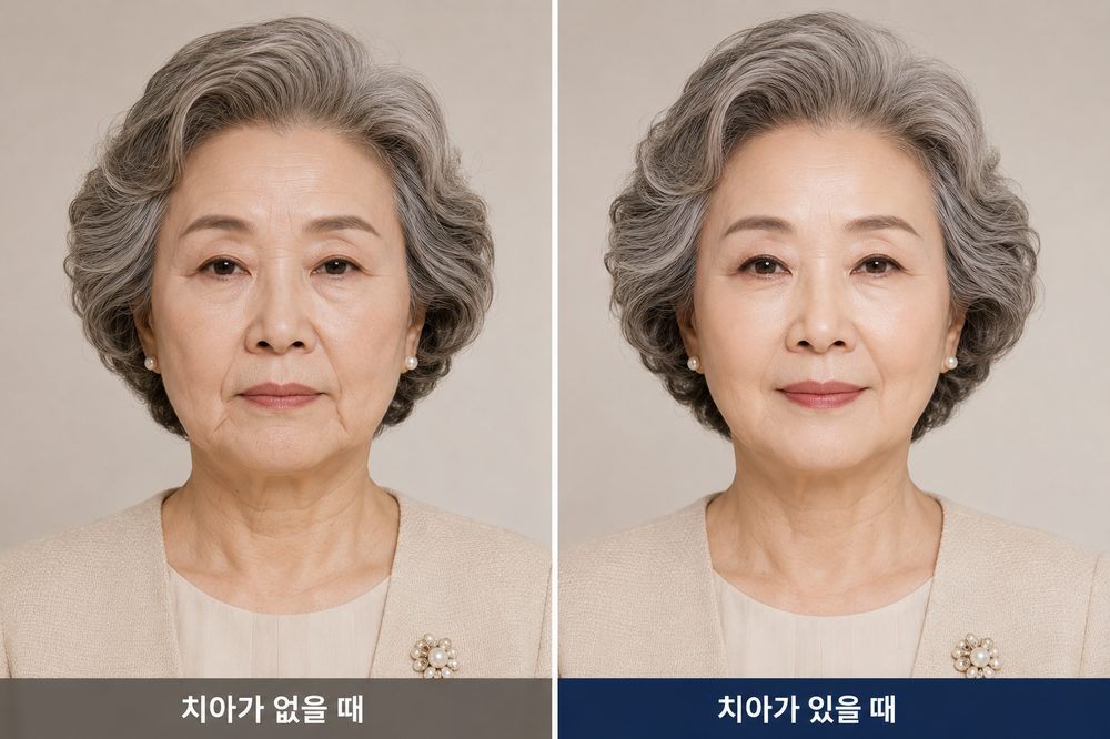 치아가 없을 때와 있을 때 비교
