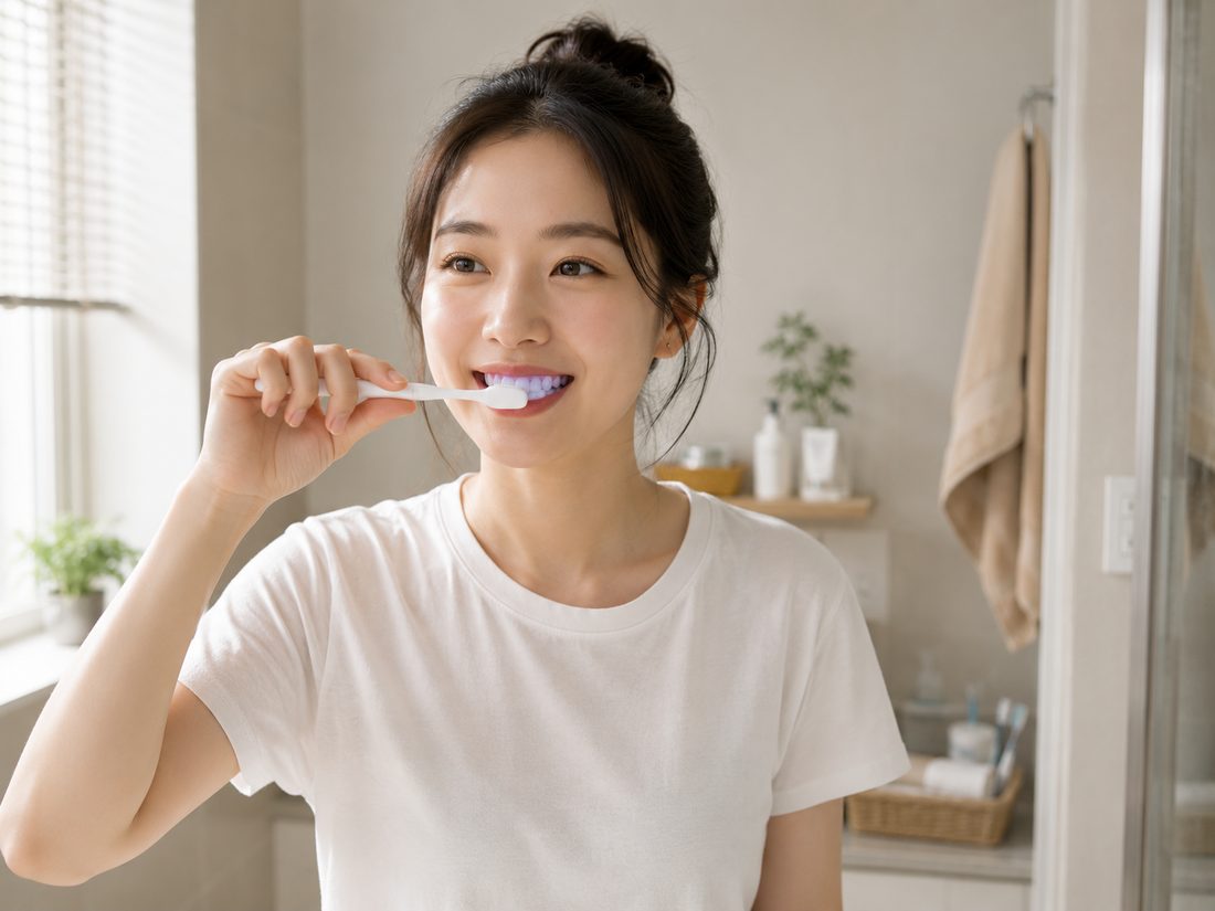 양치질하는 여성