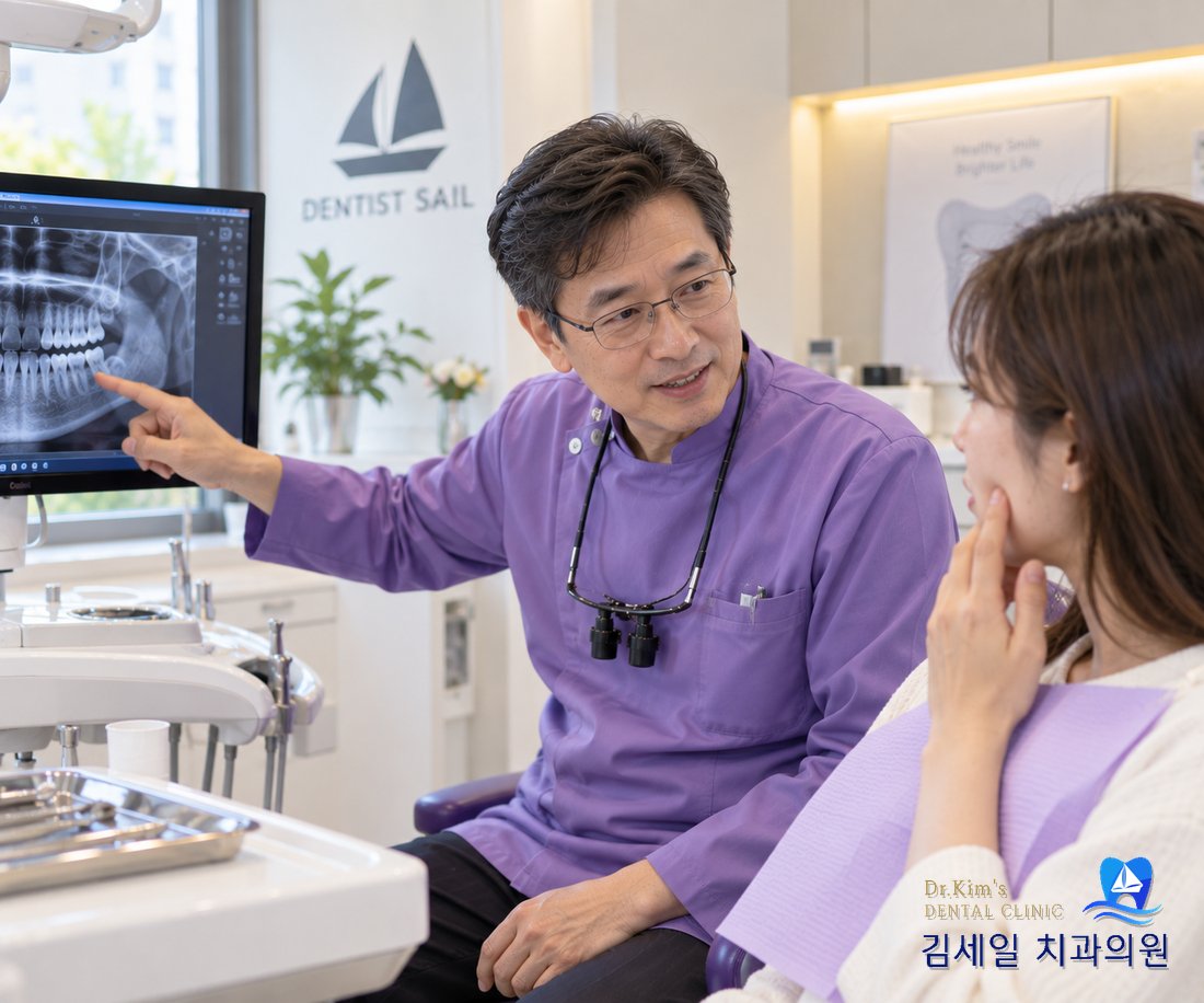 잇몸 상태를 상담받는 모습