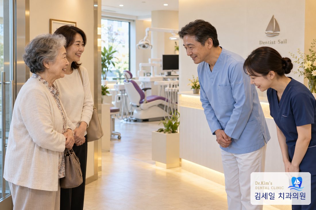 의료진이 환자와 보호자를 맞이하는 모습