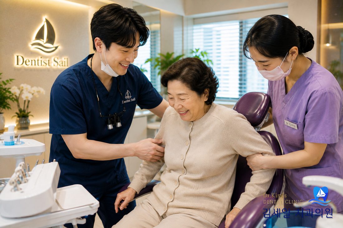 거동 불편하신 부모님 이동을 돕는 김세일치과 의료진