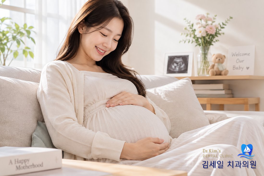 편안하게 쉬고 있는 임산부