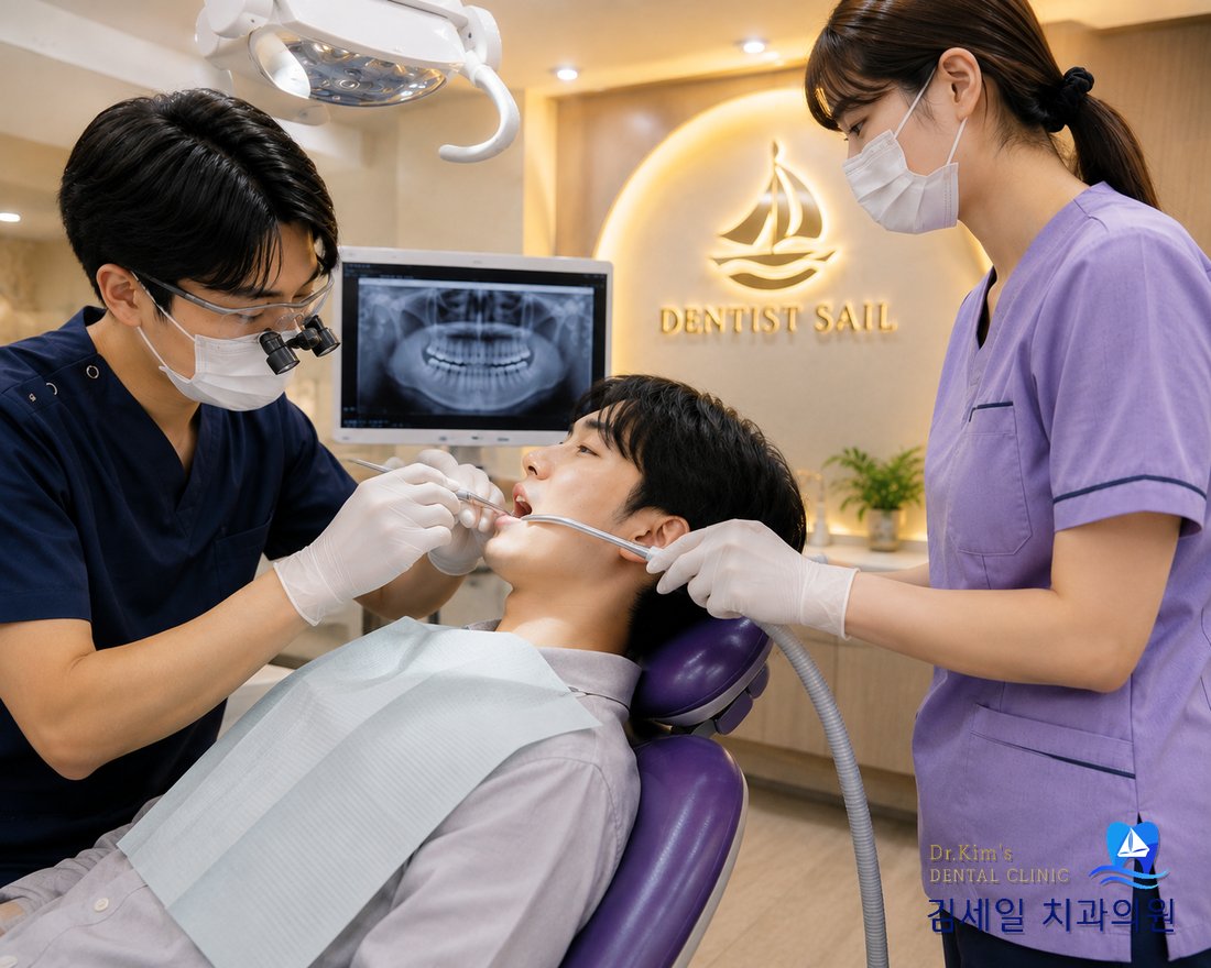 X-ray로 치아 상태를 정밀 검사하는 모습