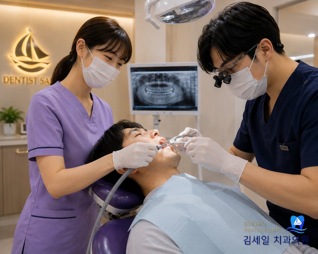 발치가 필요한 경우 진행하는 발치 시술 장면