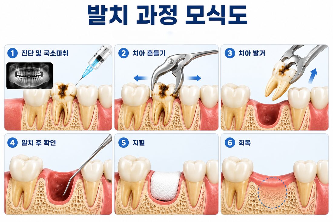 발치 과정 모식도