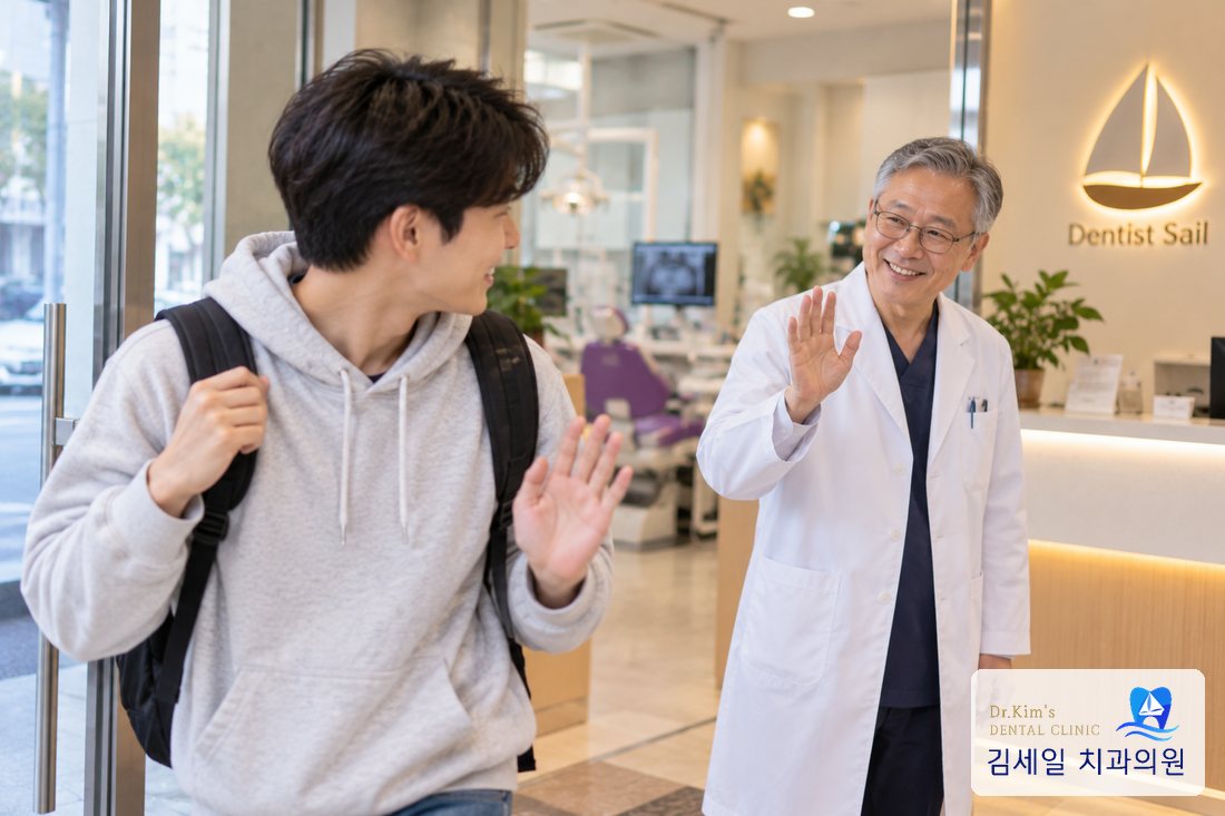 진료를 마치고 나서는 환자분께 인사하는 의료진